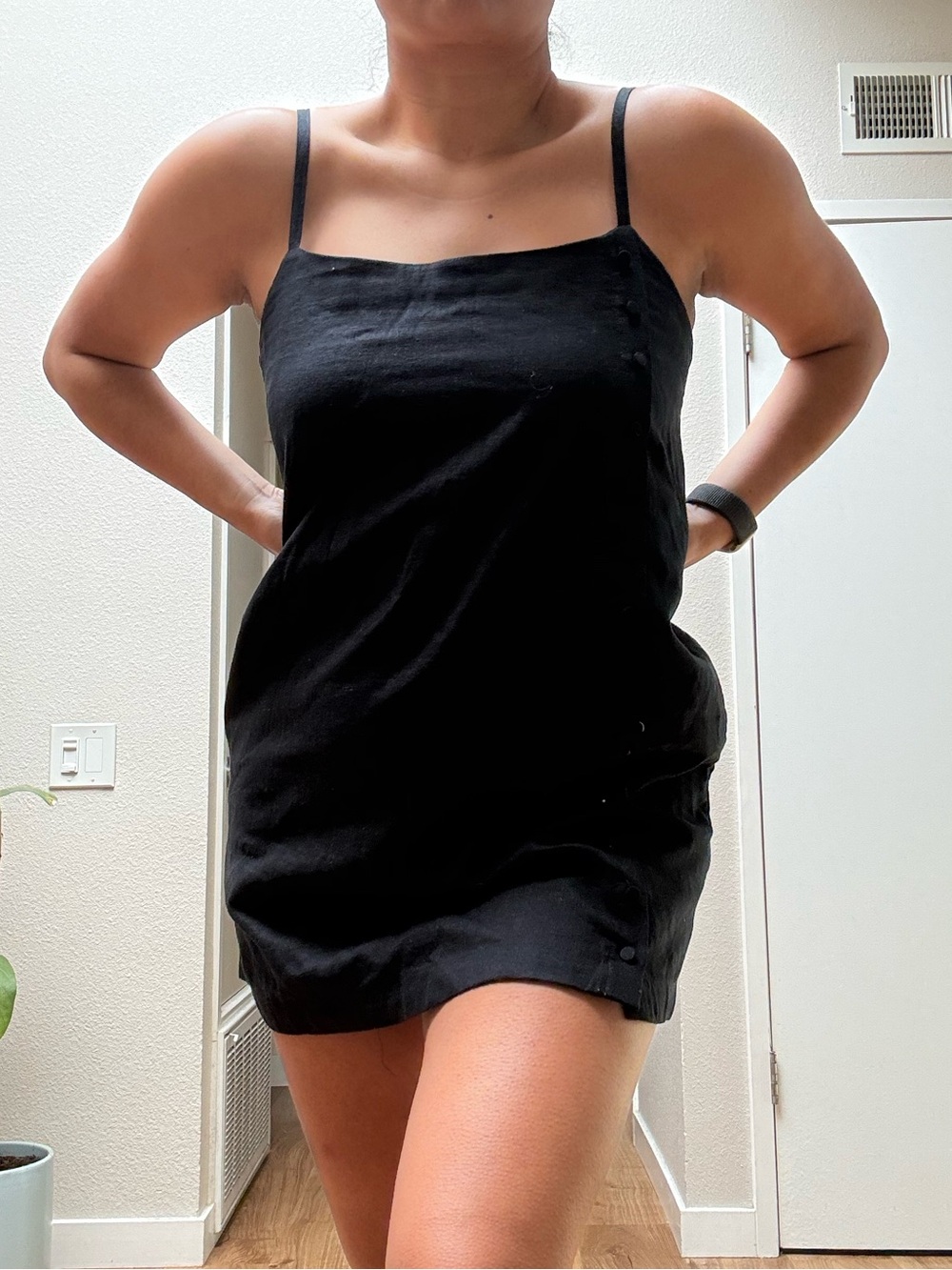 Abercrombie & Fitch Black Mini Slip Dress with Side Buttons